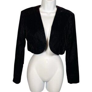 Scott McClintock Women's Cropped Blazer Bolero Black Shrug Velvet Size Medium